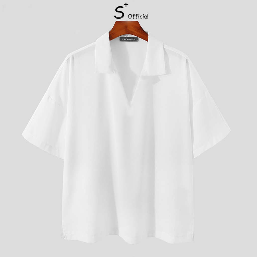 Áo sơ mi nam tay ngắn form rộng cổ V style Hàn Quốc - Áo sơ mi tay lỡ unisex - ASM002