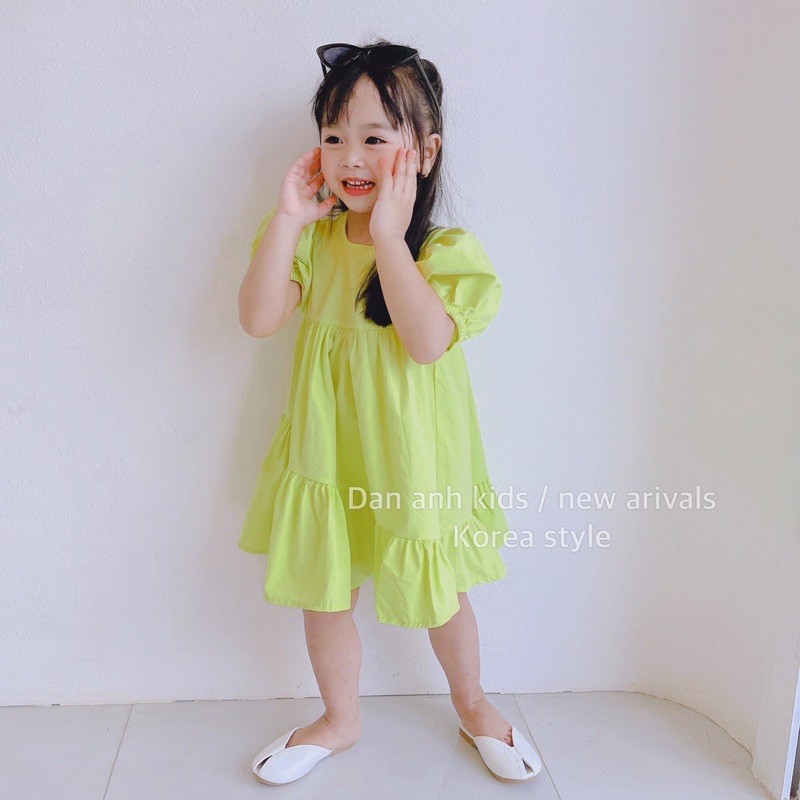 ĐẦM BABY DOLL VÀNG CHANH SUMMER CHO BÉ GÁI