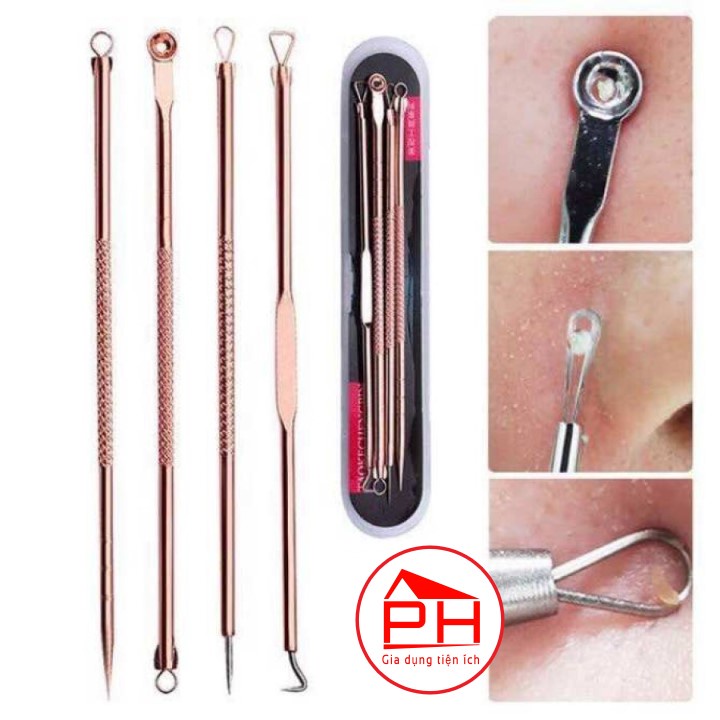 Bộ dụng cụ nặn mụn chứng cá 4 cây 8 đầu đa năng và tiện dụng - HS Shop Thủ Đức