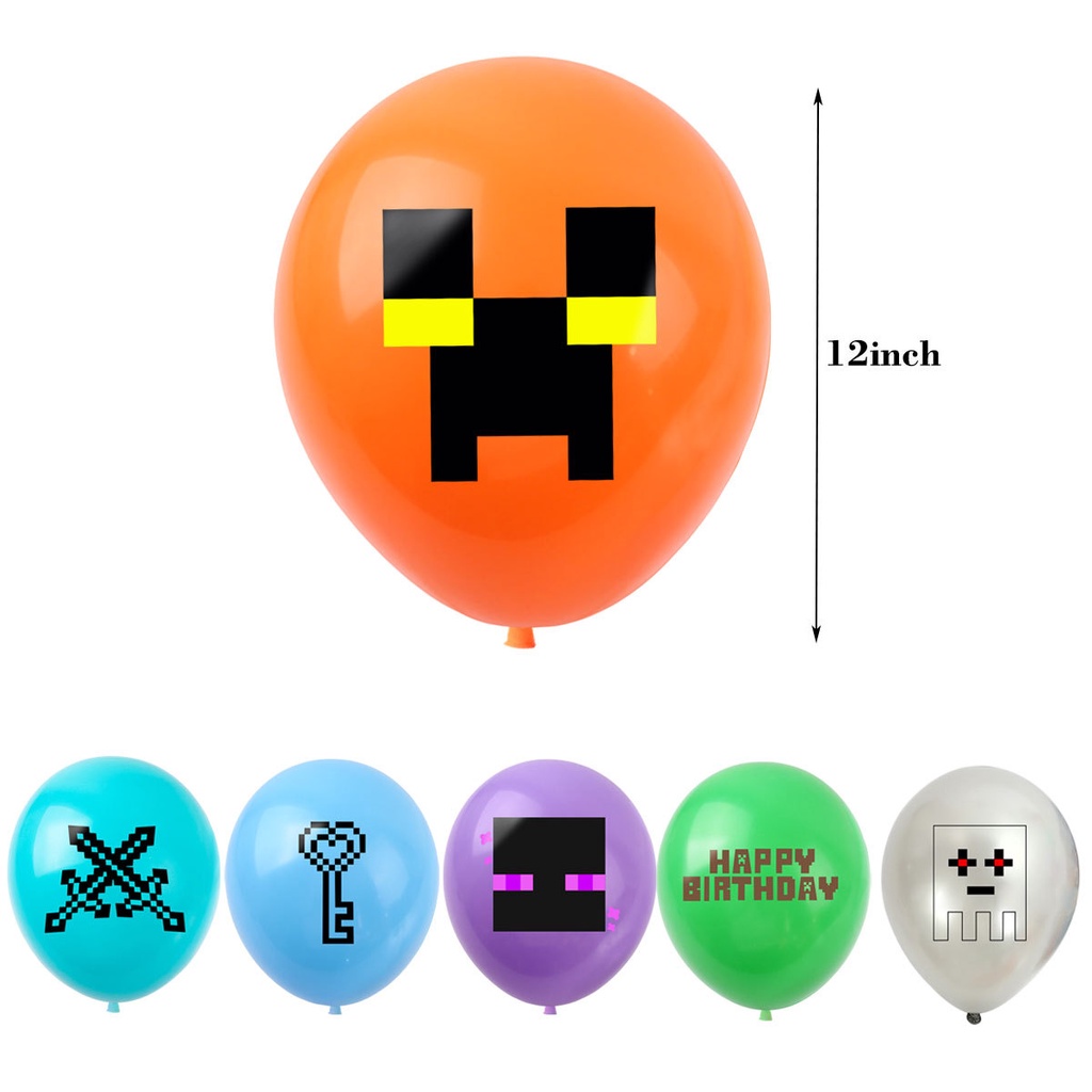 Set 47 Phụ Kiện Trang Trí Bánh Kem Sinh Nhật Phong Cách Minecraft Độc Đáo