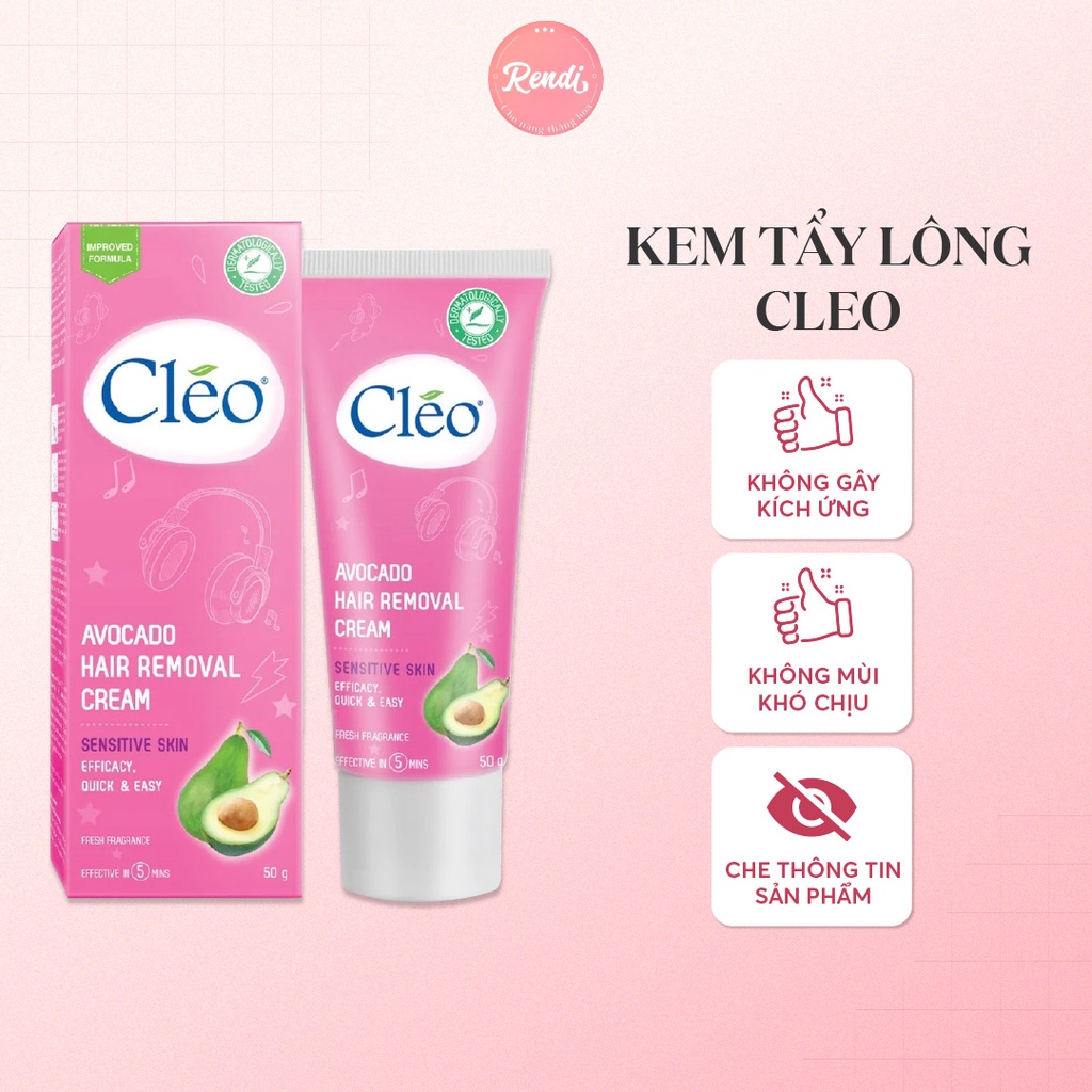 Kem tẩy lông cho da nhạy cảm CLEO Avocado Hair Removal Cream 50g chiết xuất bơ, không gây kích ứng | Rendi Store