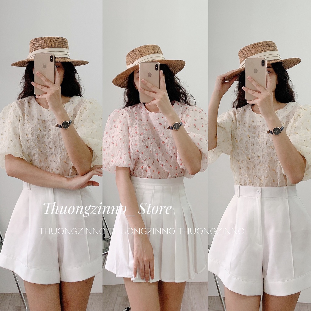 [Ảnh thật/Video] Áo hoa Chiffon Hoa Nhí Cổ Tròn Dịu Dàng Cho Nữ ÁO SƠ MI TRẺ TRUNG HÀNG QUẢNG CHÂU