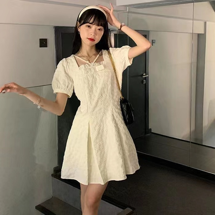 Đầm Trắng Chiết Eo Thời Trang Mùa Xuân Mới Dành Cho Học Sinh
