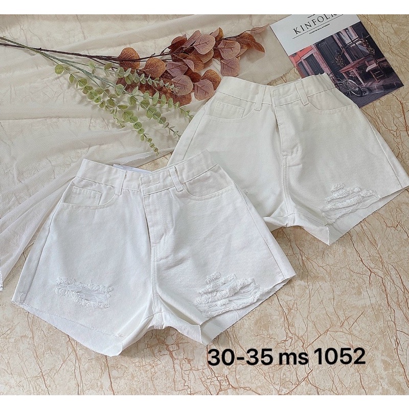 Quần short jean nữ rách màu trắng size đại hàng VNXK MS1052 thời trang bigsize 2KJEAN