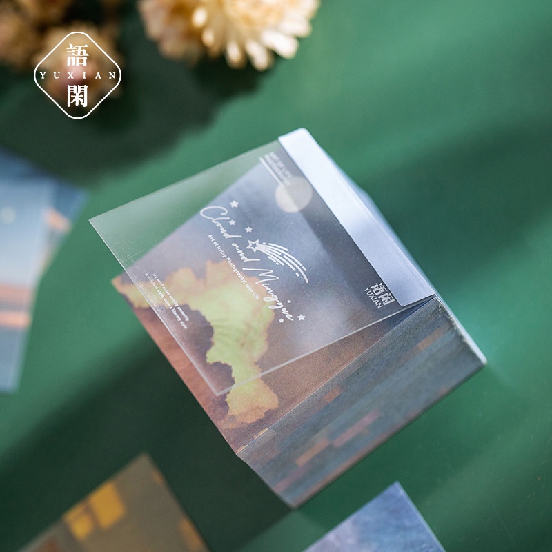 Set 400 Giấy Ghi Chú Không Dính In Hình Phong Cảnh Hoàng Hôn Rừng Cây