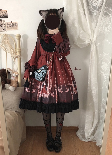 [có sẵn] Đầm / Váy Lolita OP Red Memory (brand Sleep doll) | BigBuy360 - bigbuy360.vn