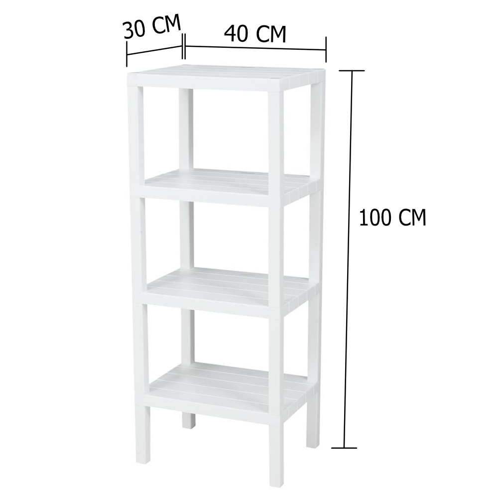 HomeBase STACKO kệ nhựa 4 tầng vân giả gạch BRICK Thái Lan W30xH100xD40cm màu trắng