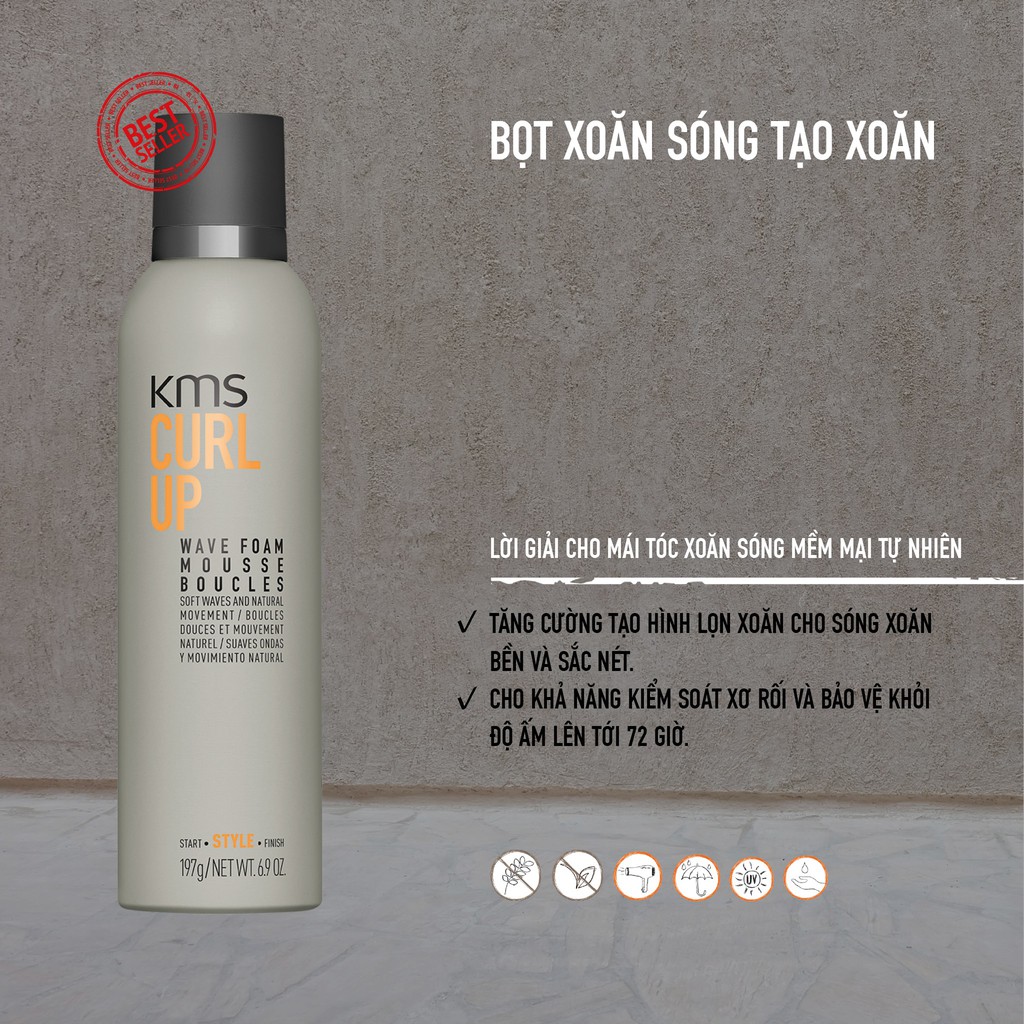 Bọt xoăn sóng tạo xoăn KMS Curl Up Wave Foam Mousse 200ml