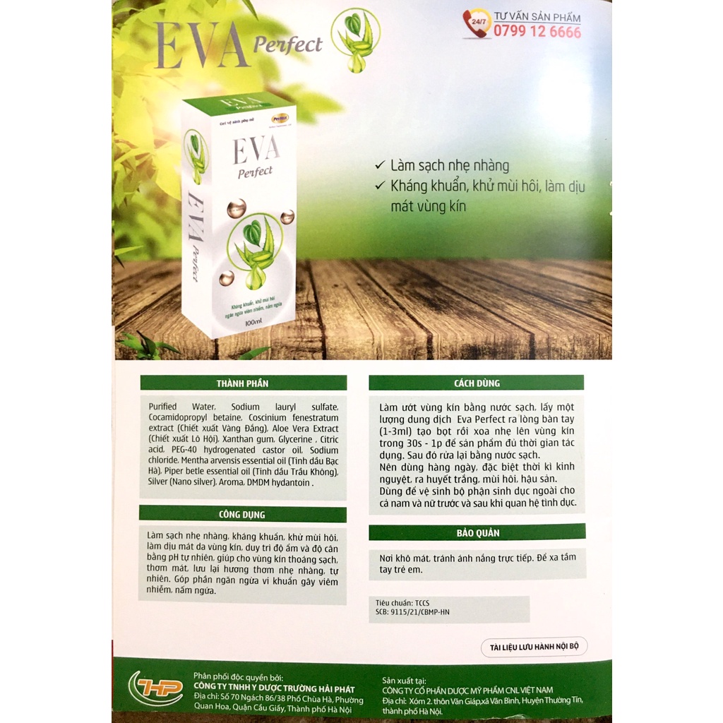 Dung dịch vệ sinh Eva Perfect làm sạch vùng kín,ngăn viêm nhiễm,nấm ngứa,khử mùi hôi,duy trì độ ẩm và cân bằng độ Ph