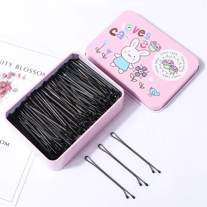 Kẹp tóc kẹp tâm xỉa màu đen dễ thương thời trang hộp 100 cái MEOW STORE KT05