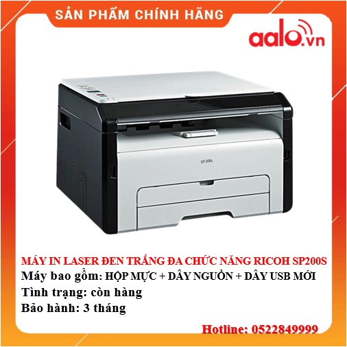 MÁY IN LASER ĐEN TRẮNG ĐA CHỨC NĂNG RICOH SP200S ĐÃ QUA SỬ DỤNG - AALO.VN