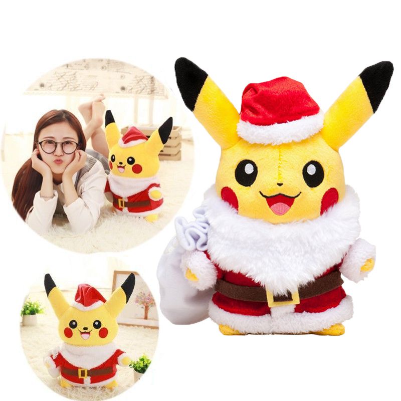 Pikachu Pokemon Mặc Áo Khoác Ông Già Noel Nhồi Bông Đáng Yêu
