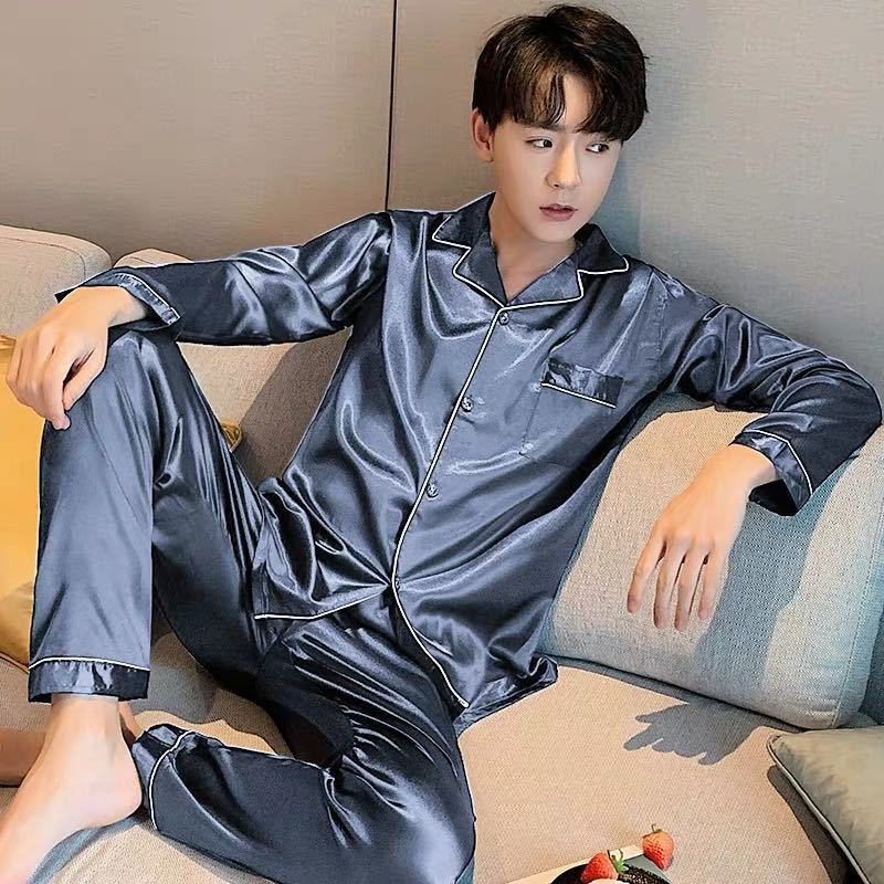 Bộ Pijama Áo Dài Tay Cổ Bẻ + Quần Dài Cho Nam | BigBuy360 - bigbuy360.vn