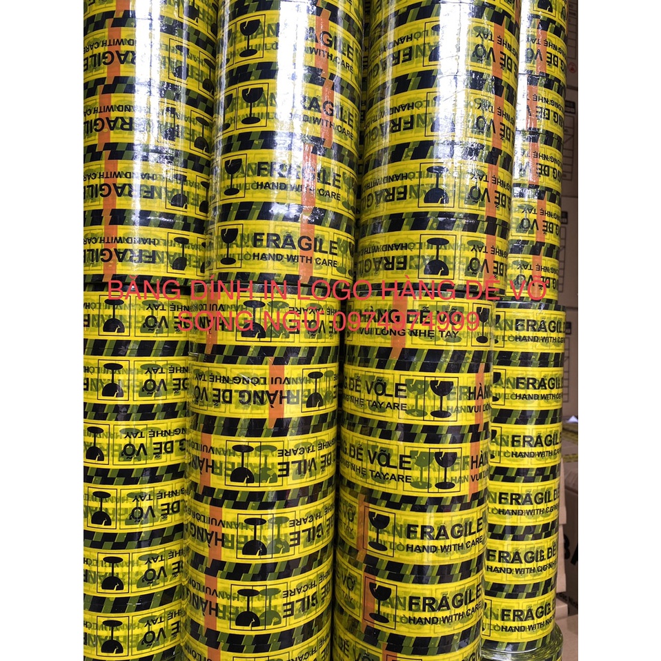 6 CUỘN BĂNG DÍNH IN LOGO HÀNG DỄ VỠ, LOẠI 90m, SIÊU DÍNH, CHẤT LƯỢNG VÀ RIÊU RẺ