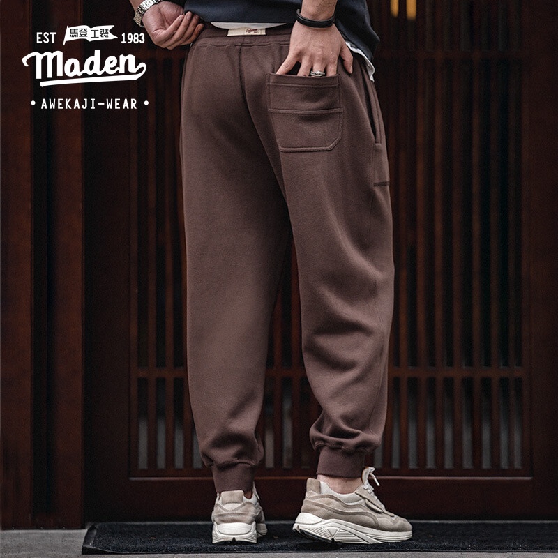 Quần thể thao MADEN dệt kim lưng thun có dây rút phong cách retro Nhật Bản thời trang đơn giản dành cho nam