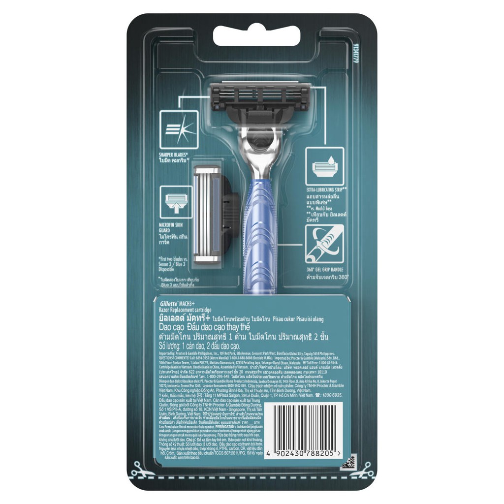 Dao cạo râu Gillette Mach 3 (Mẫu mới 01 cán, 02 lưỡi)