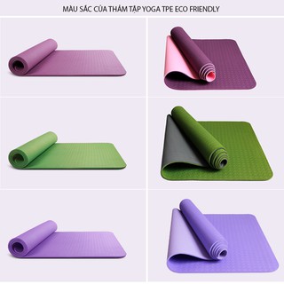 Thảm tập yoga tập gym thể dục PTE cao cấp êm nhẹ chống trơn trượt 2 lớp 6mm