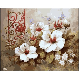 【CÓ SẴN】💥 Tranh Tô Màu Số Hóa Chang handmade 💥 Giá rẻ 💥 Đã căng khung DIY - 【HO-46-Hoa râm bụt】