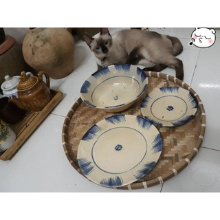 Bộ tô dĩa ăn mì phớt xanh 3 chi tiết 1 người ăn/combo