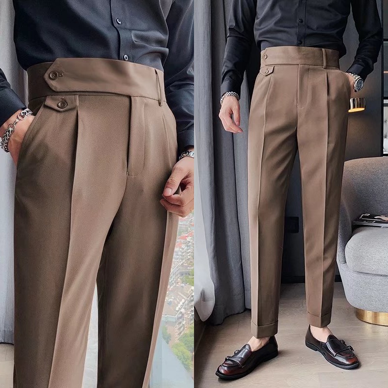 Quần Tây Màu Trơn Dáng Ôm Phong Cách Hàn Quốc Thời Trang Mùa Hè 28-36] 3 Màu Tùy Chọn Cho Nam