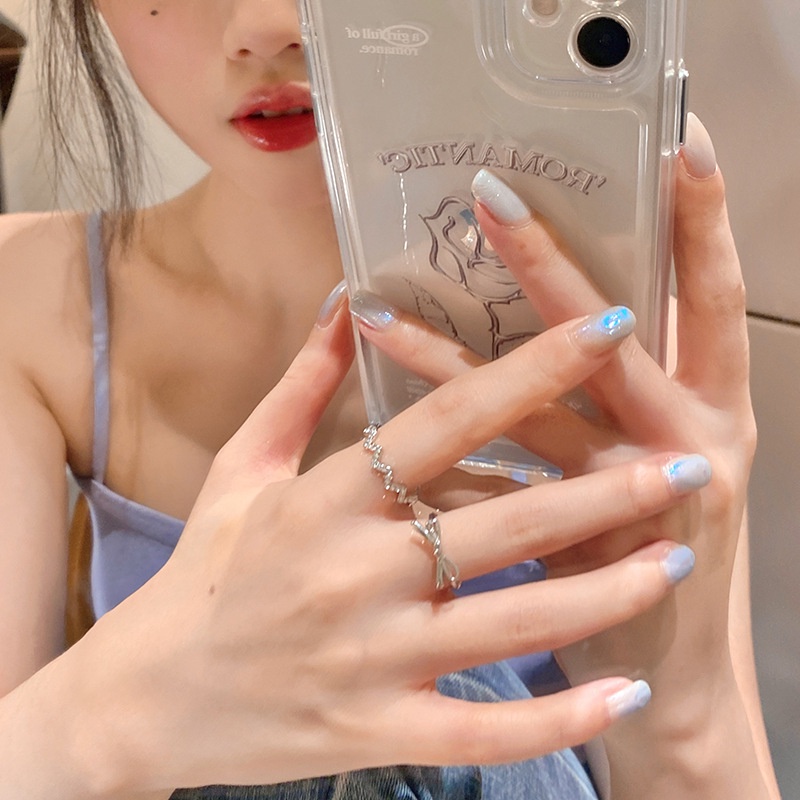 Nhẫn Hở Hình Trái Tim Đính Đá Zircon Thời Trang Hàn Quốc