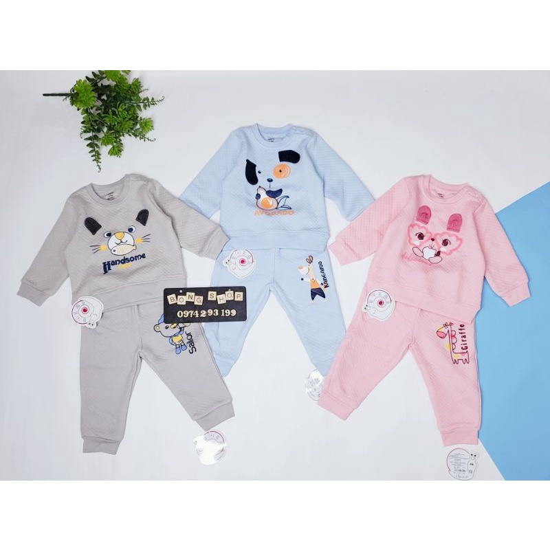 Bộ cài vai nỉ xốp trần bông vừa Dokma bé trai/bé gái(9-36 tháng)
