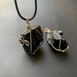 Tự Nhiên Nguyên Đen Tourmaline Đá Pha Lê Thô Mặt Dây Chuyền Dây Quấn Vòng Cổ Pha Lê Khoáng Chất Mẫu Jewls 1 Cái