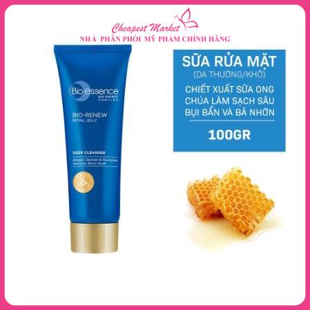 Sữa rửa mặt dưỡng da tươi trẻ Bio Essence Bio-Renew tinh chất sữa ong chúa 100g
