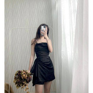 Đầm 2 dây satin