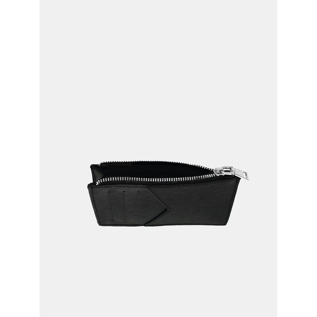 Ví Đựng Tiền Và Thẻ Da Bò Vân Xước FRANK Francis Zipper Card Holder Nhiều Ngăn Có Khóa Cho Nam Màu Đen
