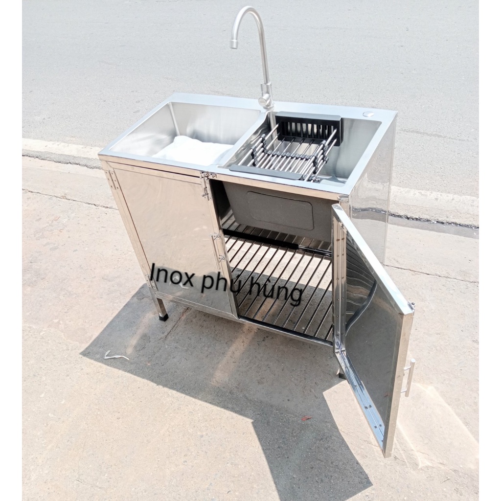 CHẬU RỬA CHÉN INOX KÈM TỦ