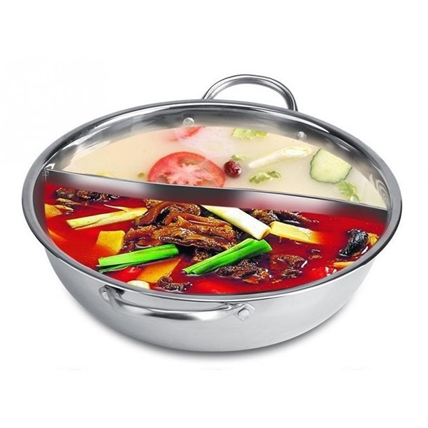 [Vua lẩu] Nồi lẩu hotpot 2 ngăn size to 30cm bằng inox