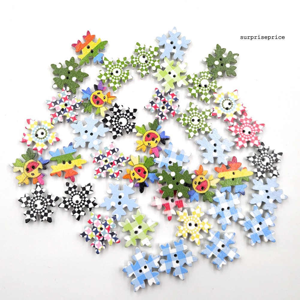 100 Khuy Gỗ Hình Bông Tuyết