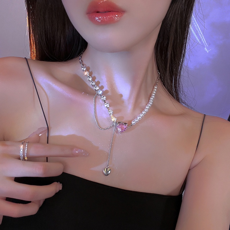 Vòng cổ Đính Ngọc Trai Giả Màu Hồng Phong Cách Cổ Điển Sang Trọng Thời Trang Cho Nữ