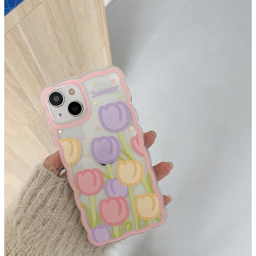 Ốp điện thoại  trong lượn sóng hoa tulip 6/6s/6plus/6splus/7/7plus/8/8plus/xs/11/12/13/14/Pro/Plus/Promax TLS32