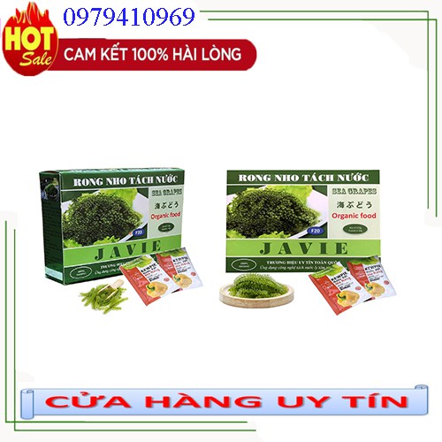 10 hộp rong nho JAVIE loại 200gr/hộp + tặng 20 gói sốt mè. rong nho tách nước