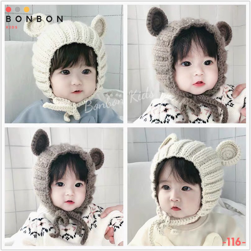 Mũ len tai Gấu cho bé BONBON KIDS Freesize [116]