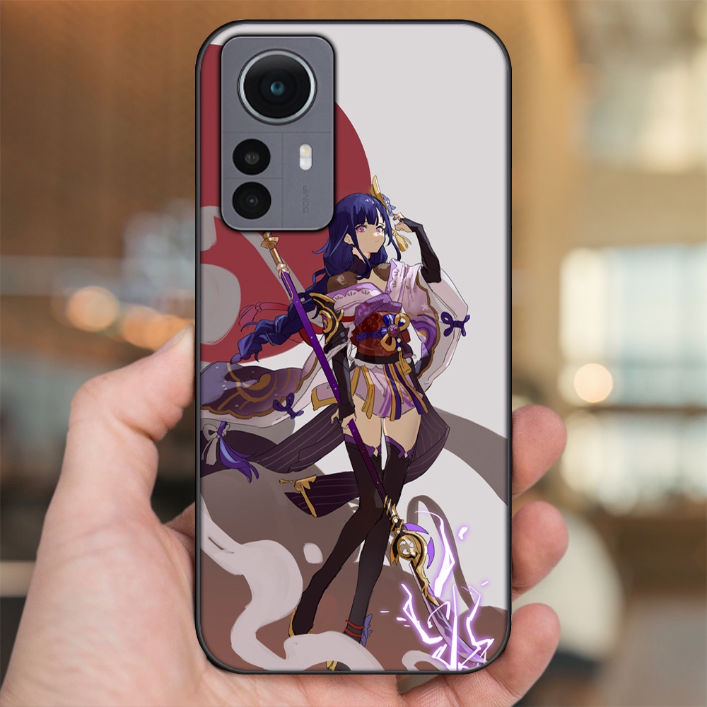 Ốp lưng Xiaomi 12 viền đen in hình Raiden Shogun Genshin Impact