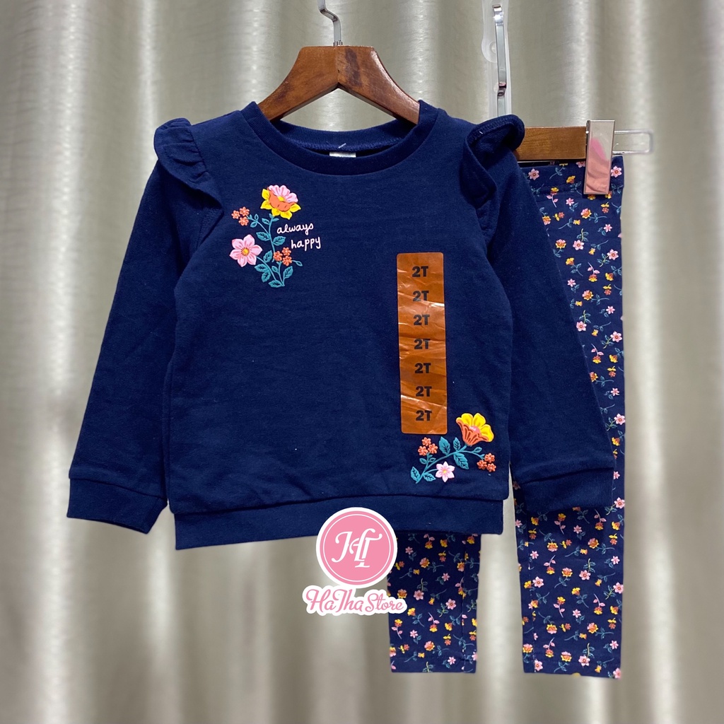 Set 2 món C'4RT£R áo thun và quần dài bé gái