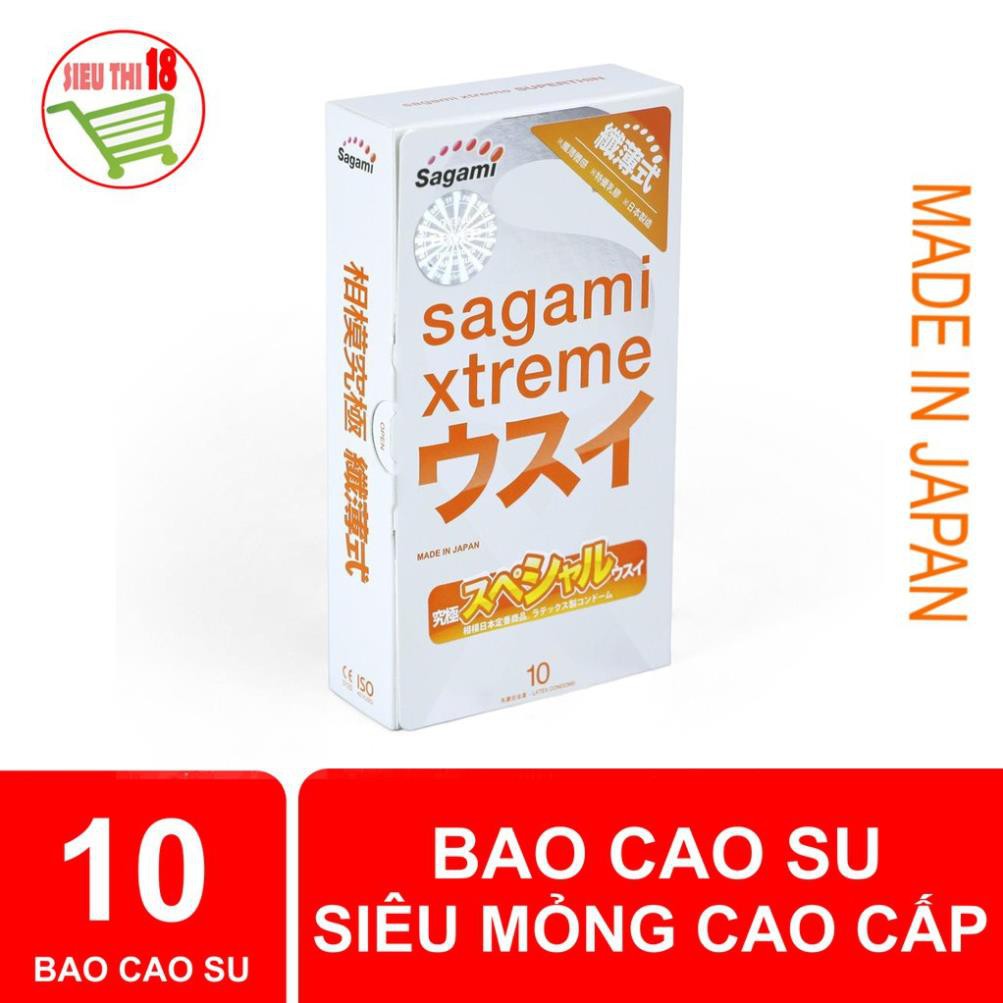 [Siêu HOT] Bao cao su Sagami Xtreme Super Thin siêu mỏng cao cấp 10 bao[Có quà tặng của shop kèm theo]