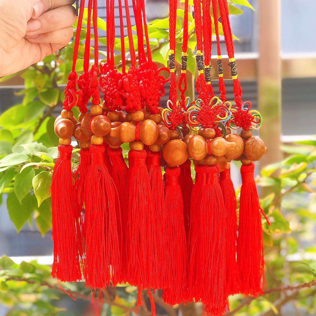 Dây treo hồ lô cát tường đỏ tài lộc phong thủy, thích hợp để trang trí
