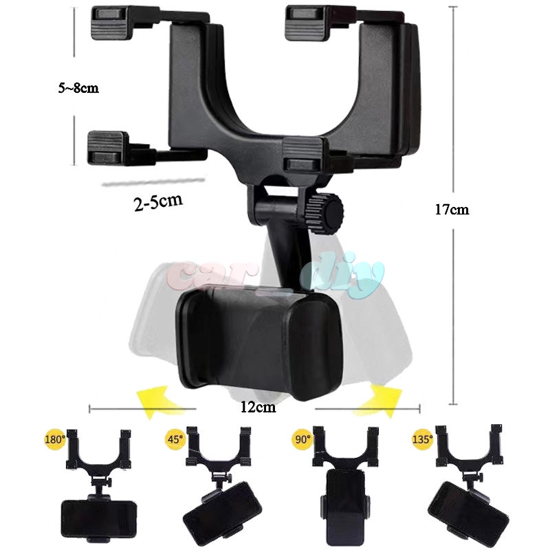 Giá Đỡ Điện Thoại / GPS Gắn Kính Chiếu Hậu Xe Hơi Xoay 360 Độ Tiện Dụng