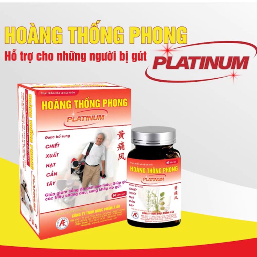 Hoàng Thống Phong Platinum 60 viên - giảm các triệu chứng đau khớp do gút - cvspharmacy