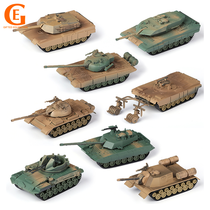 Bộ 8 mô hình xe tăng đồ chơi lắp ráp bằng nhựa 1/72 M1A2 M42 T72-M1 WW2 4D
