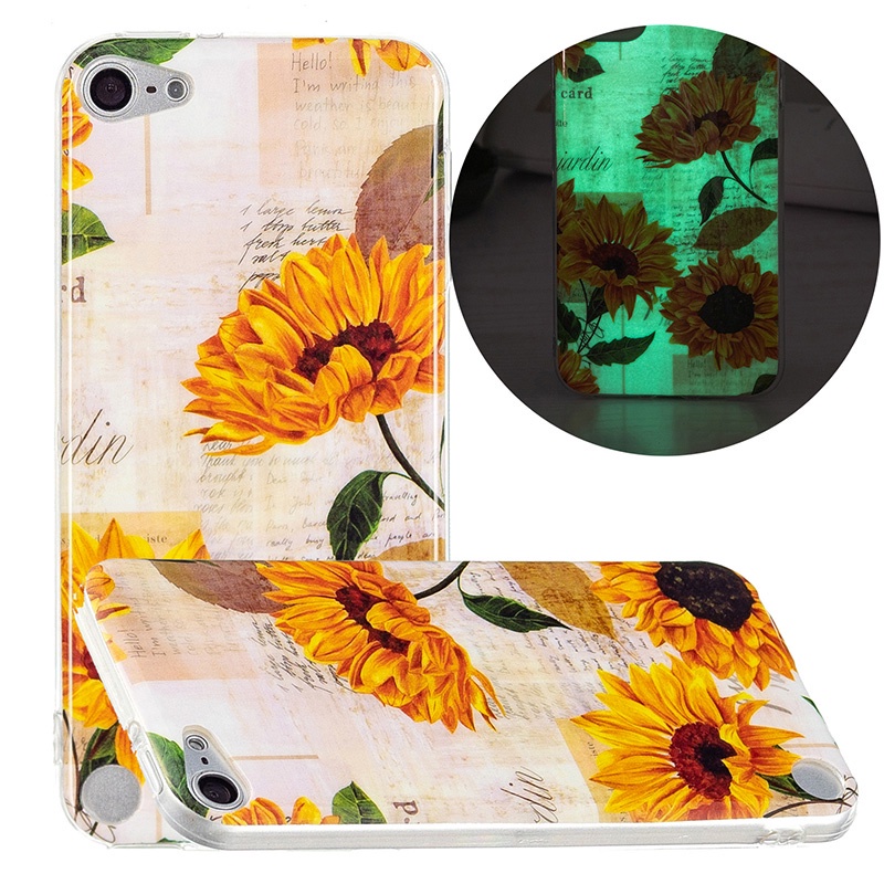 Cute Luminous Case for iPod Touch 5 6 Touch5 Touch6 Soft TPU Cover with Dog Cat Fox Turtle Sun Flower Printing