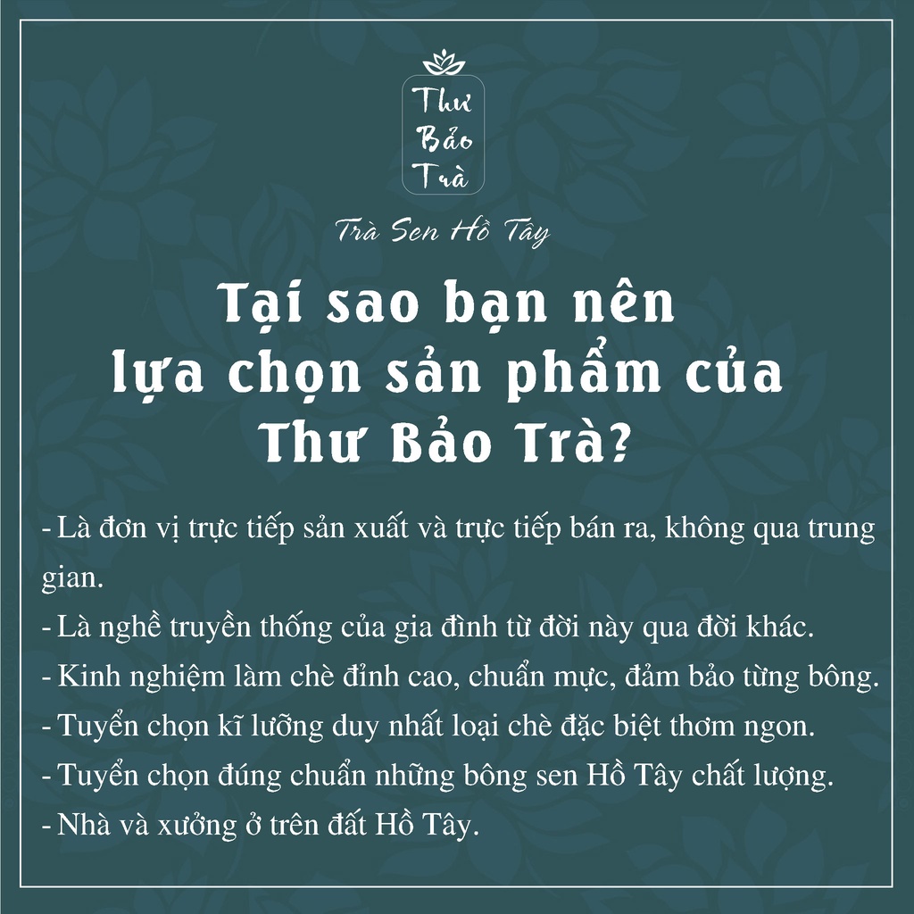 Set hộp quà tặng biếu 10 bông Trà Sen Hồ Tây ướp nguyên bông sang trọng Thư Bảo Trà