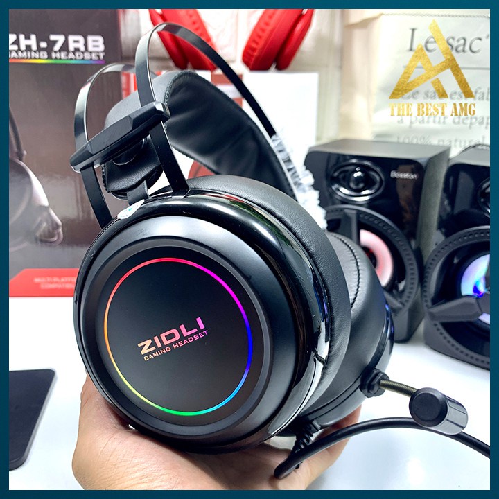 Tai nghe chụp tai Zidli ZH7RB LED [ĐEN] kết nối cổng USB - Chính hãng