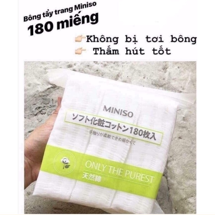 Bông Tẩy Trang Miniso Nhật Bản 180 Miếng