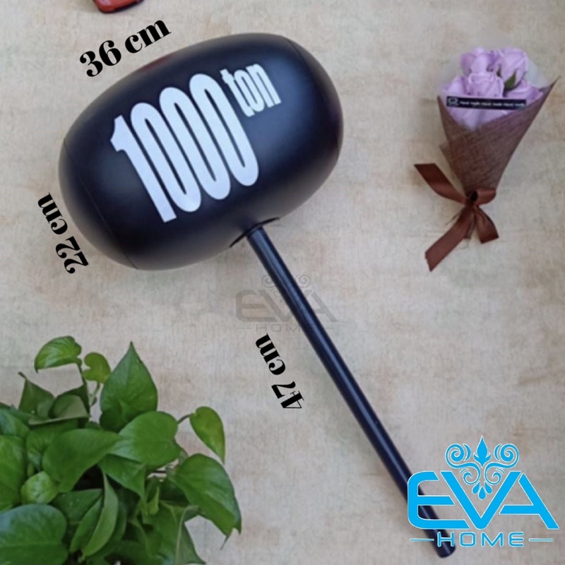 Đồ Chơi Bơm Hơi Búa Tạ Đen Lớn 1000 Ton Big Size Vui Nhộn Kèm Bơm Large Inflatable Hammer 1000Ton With Pump