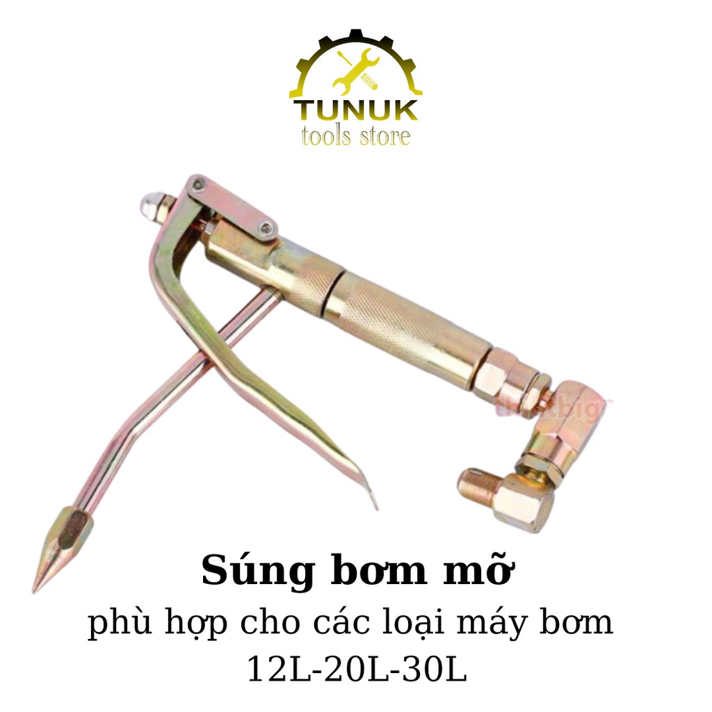 Súng bơm mỡ hơi TUNUK, tay bơm phù hợp cho các loại máy bơm mỡ khí nén 12L , 20L, 30L